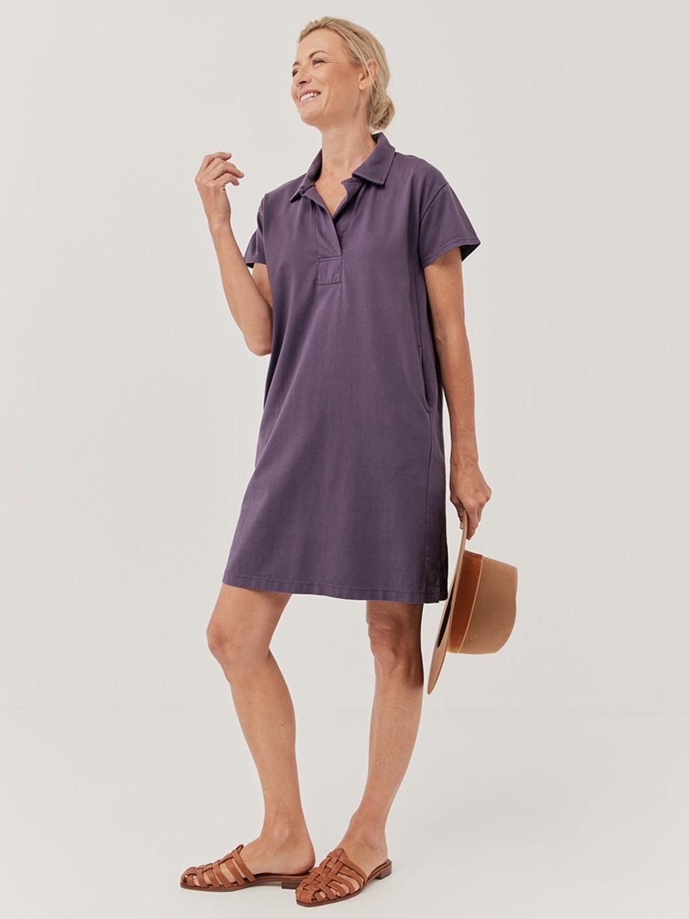 ‼️EUC: Pact Organic Women's Purple Polo Midi Dress - S